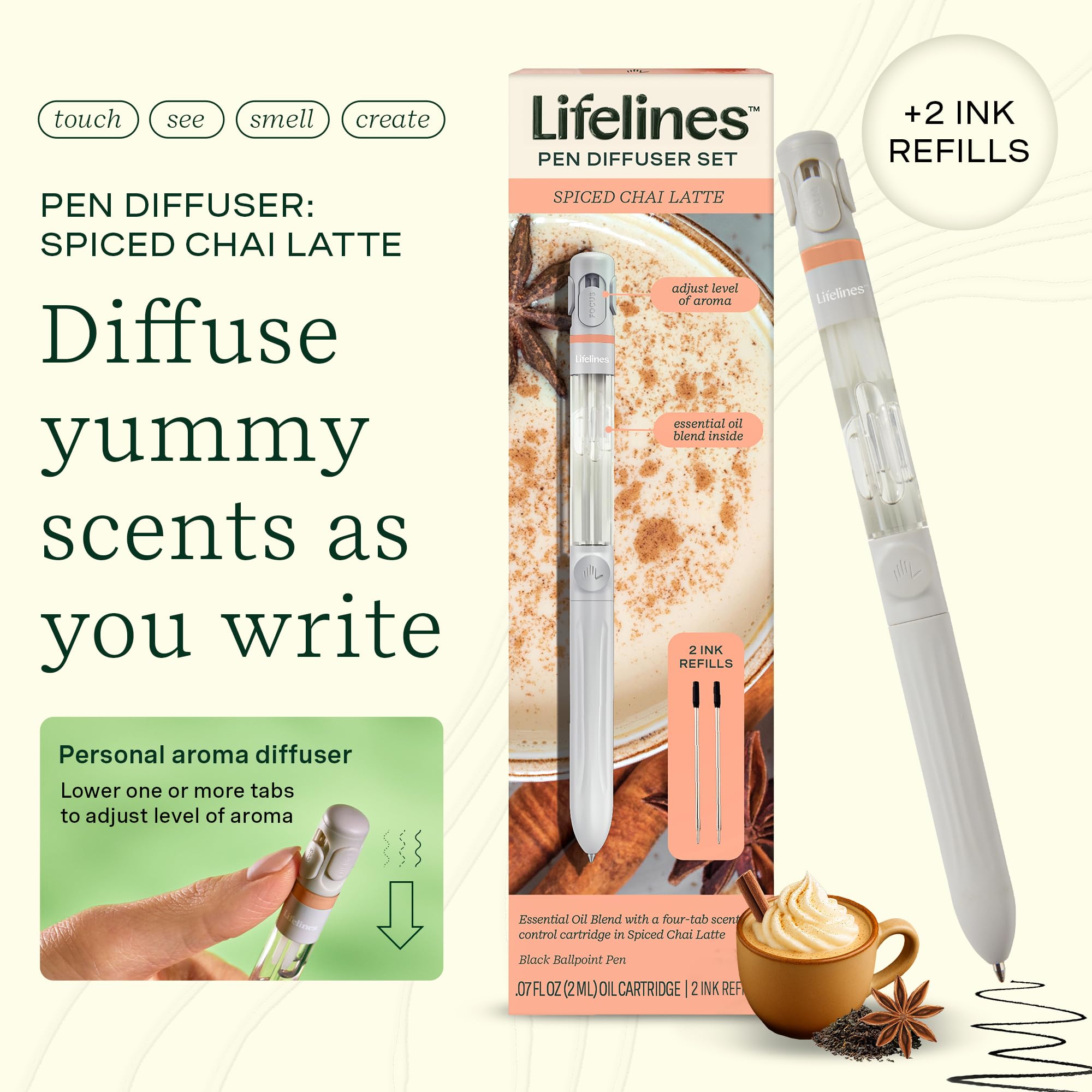 Lifelines difusor aroma té negro, cardamomo y clavo para escritura sensorial