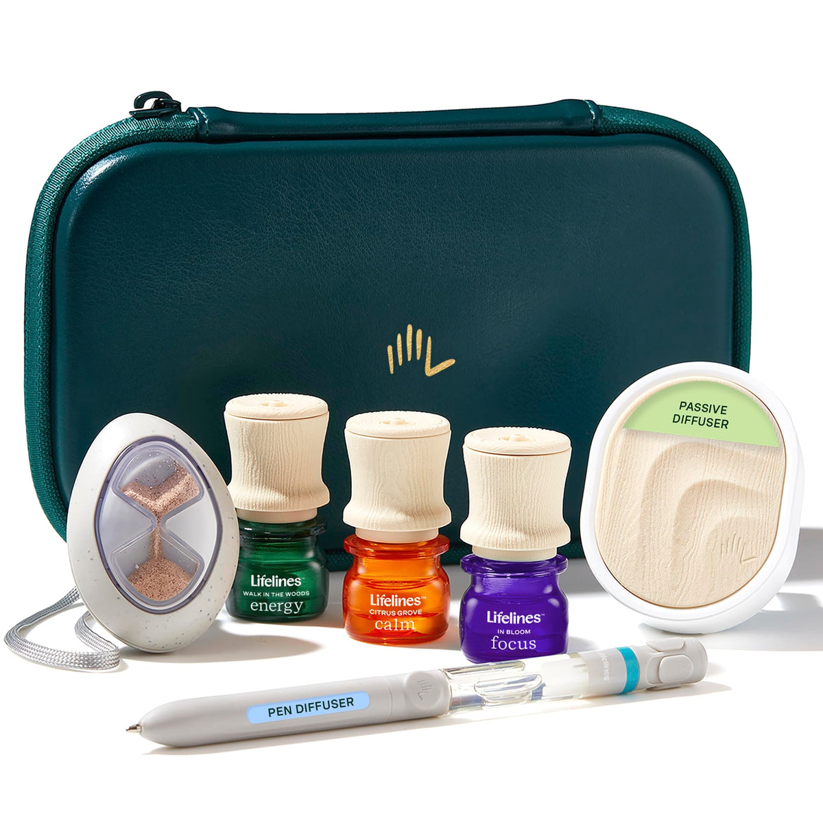 Lifelines Everyday Diffuser in travel case for portable calm.