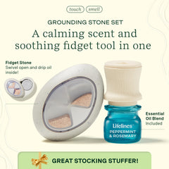 Lifelines grounding stone in hand highlights portable fidget tool for quick resets.