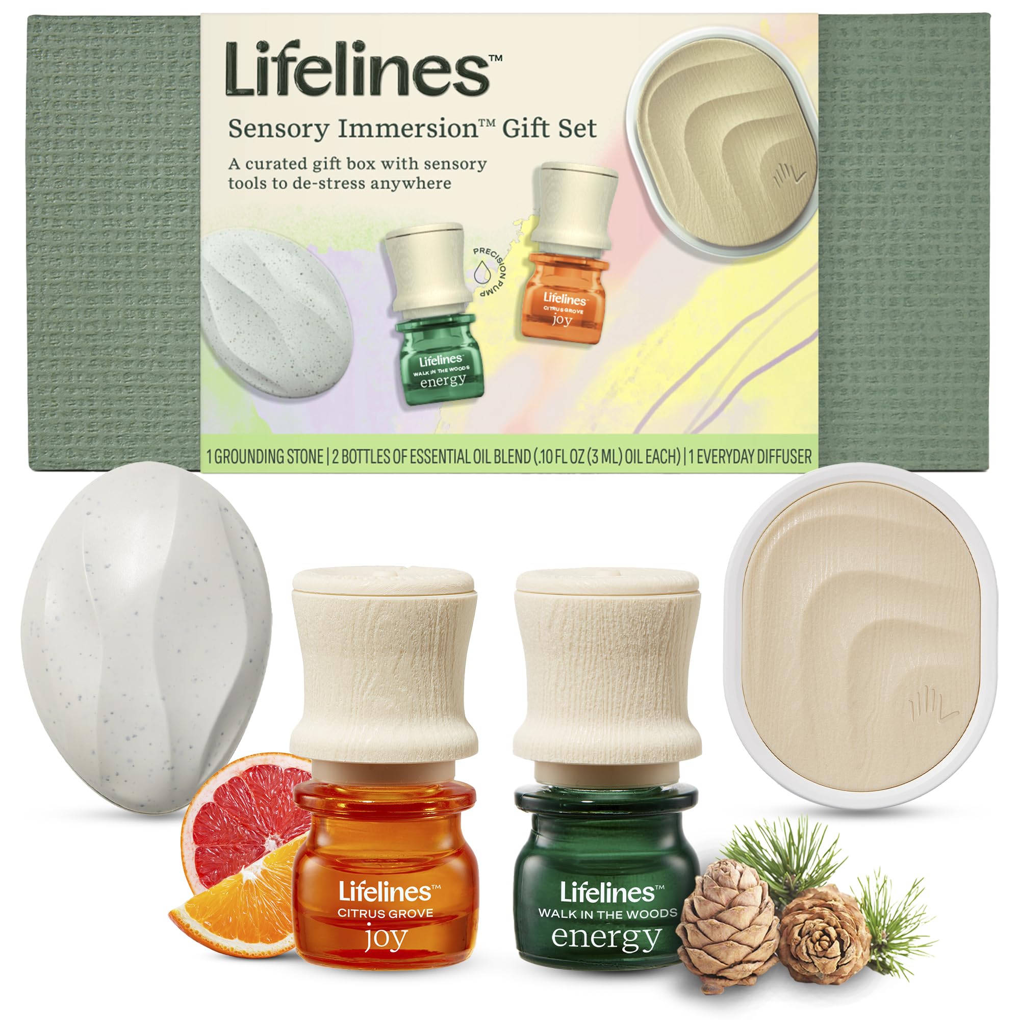 Lifelines Sensory Immersion Gift Box with diffuser and stone for calming rituals