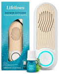 Lifelines Shower Diffuser — Wall-Mounted Aromatherapy for Showers with Auto Shut-Off (Includes ClickWick Crisp Mountain Air)