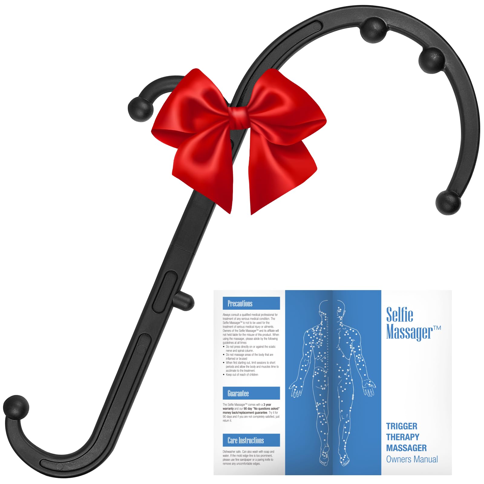 Compact handheld massager fits in your bag for on-the-go relief.