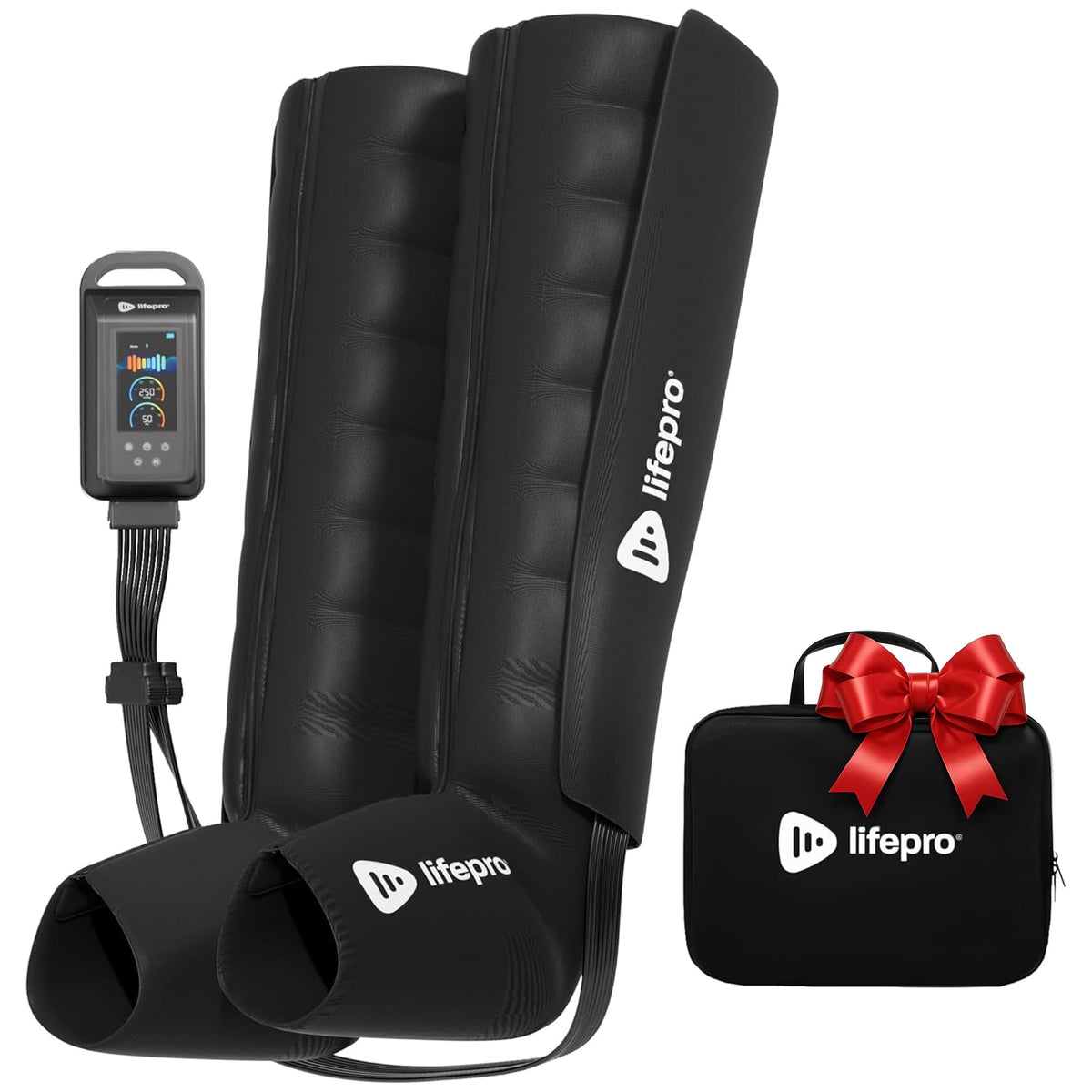 LifePro Air Compression Full-Leg Wrap shows calf, thigh, and foot regions for targeted relief