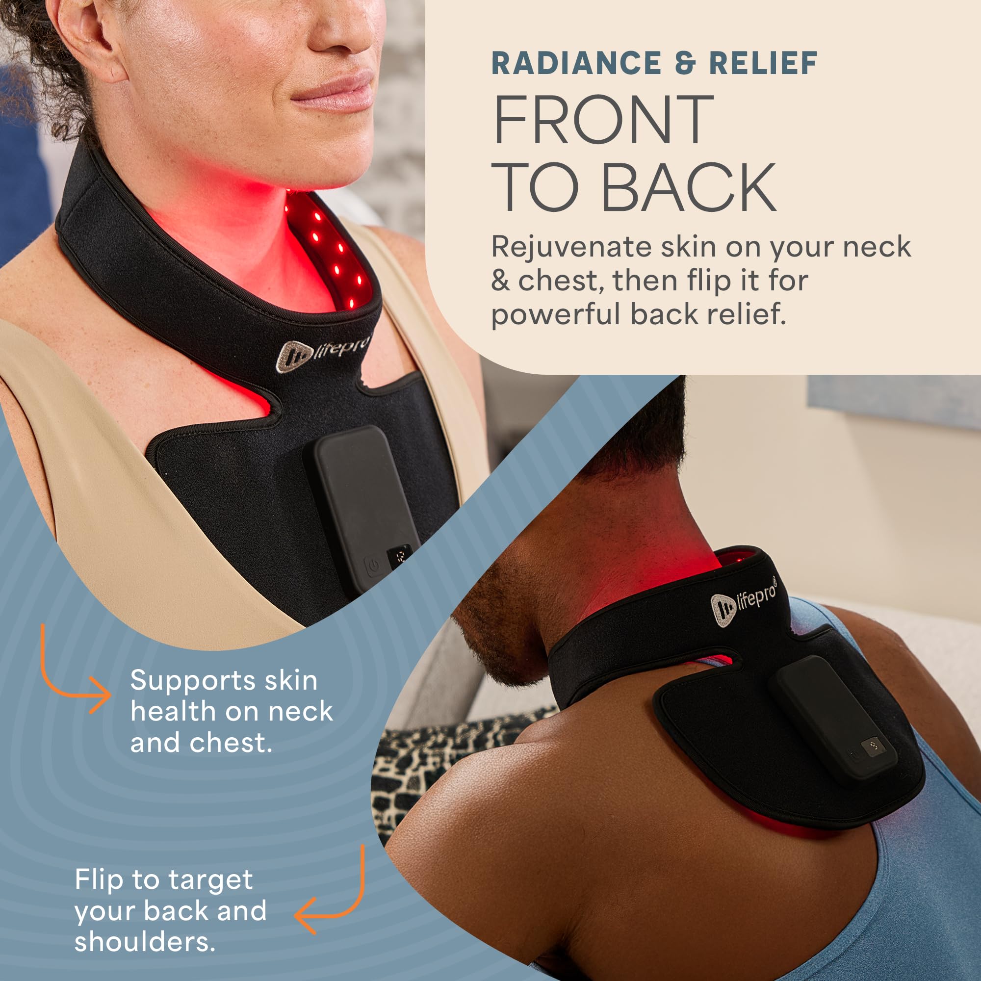 LifePro digital control panel enables adjustable settings for personalized therapy