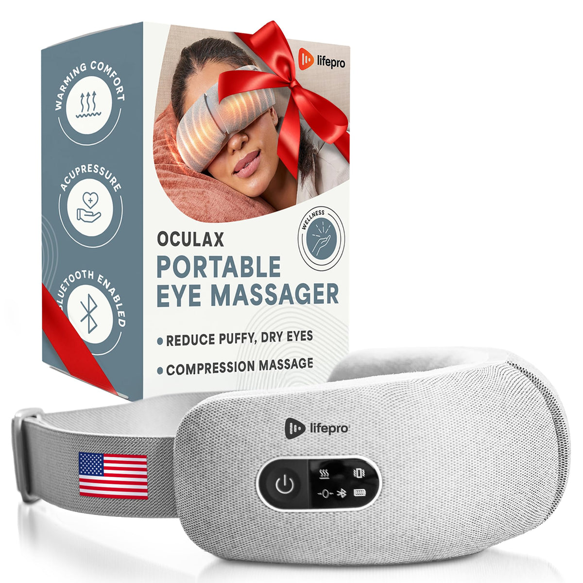 LifePro eye massager with heat and vibration for home relaxation