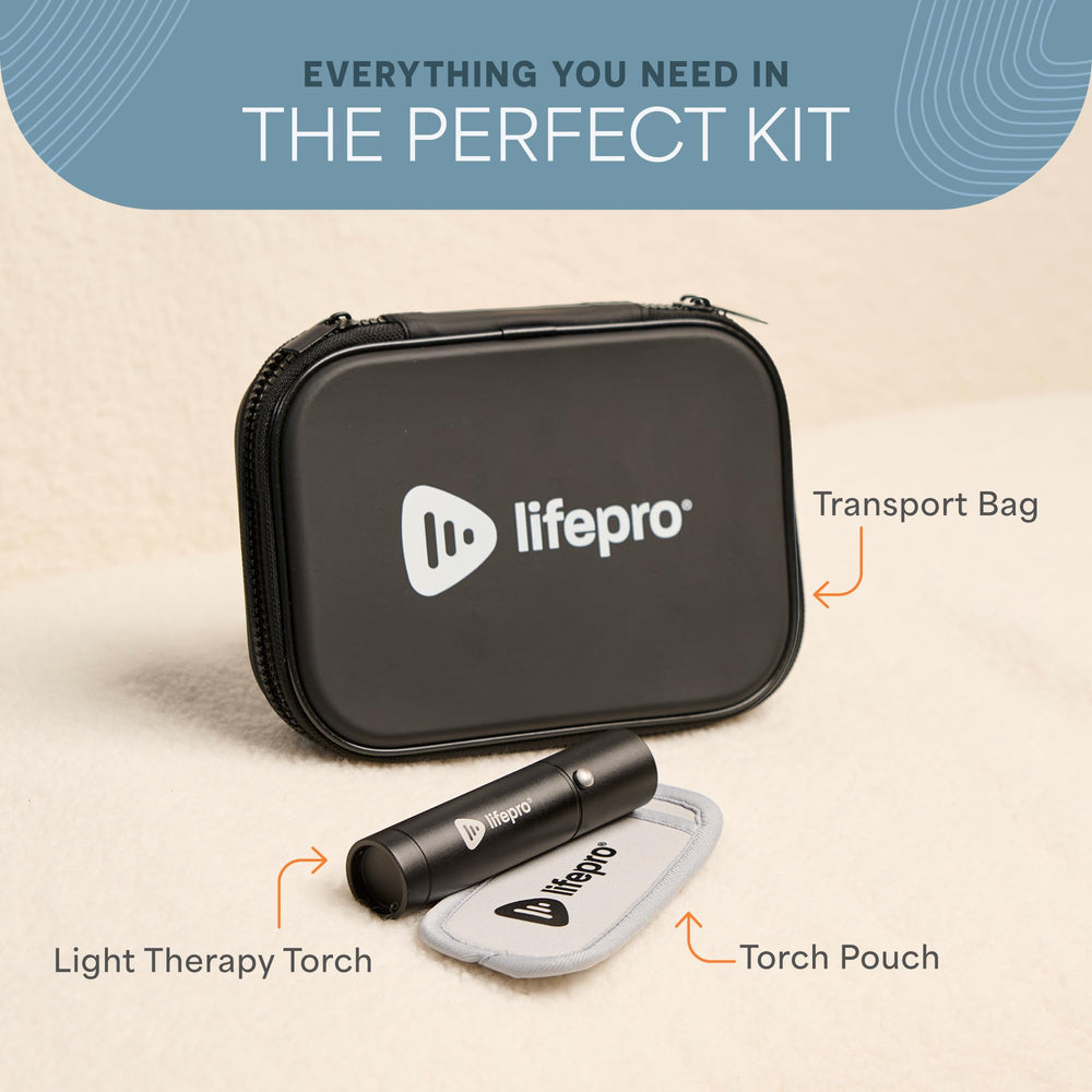 LifePro user enjoying facial session with near-infrared light