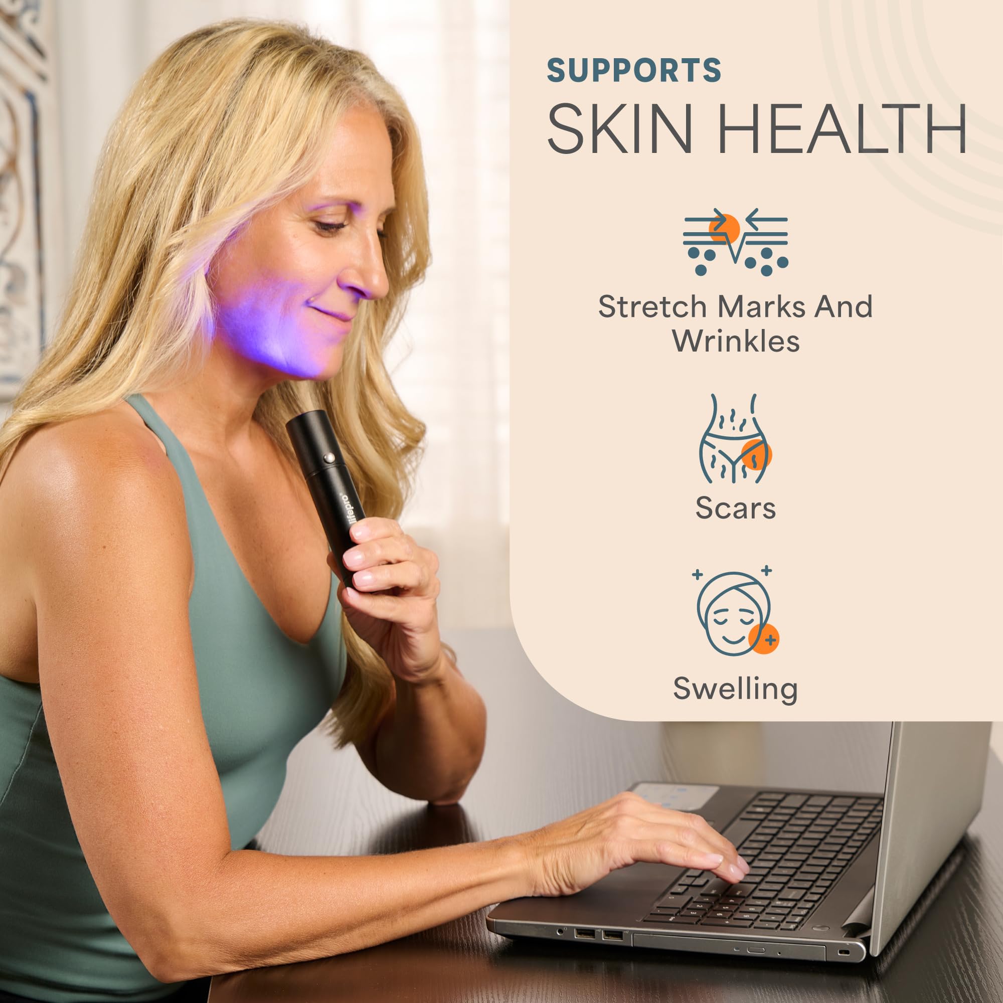 LifePro infrared therapy on shoulder for potential discomfort support
