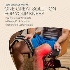 LifePro knee brace delivers heat and light therapy in action.