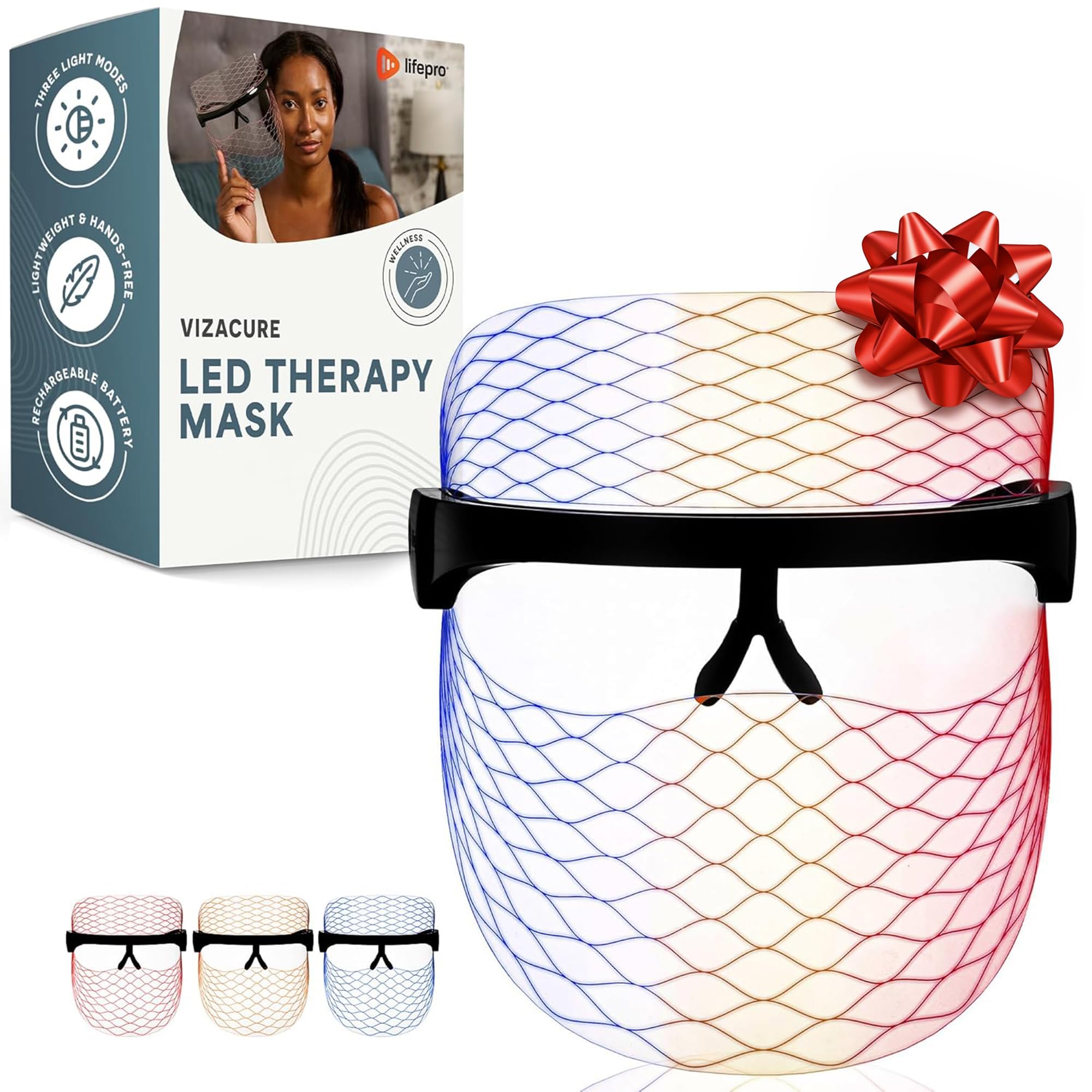 LifePro LED silicone face mask front view for red light therapy and at-home skincare
