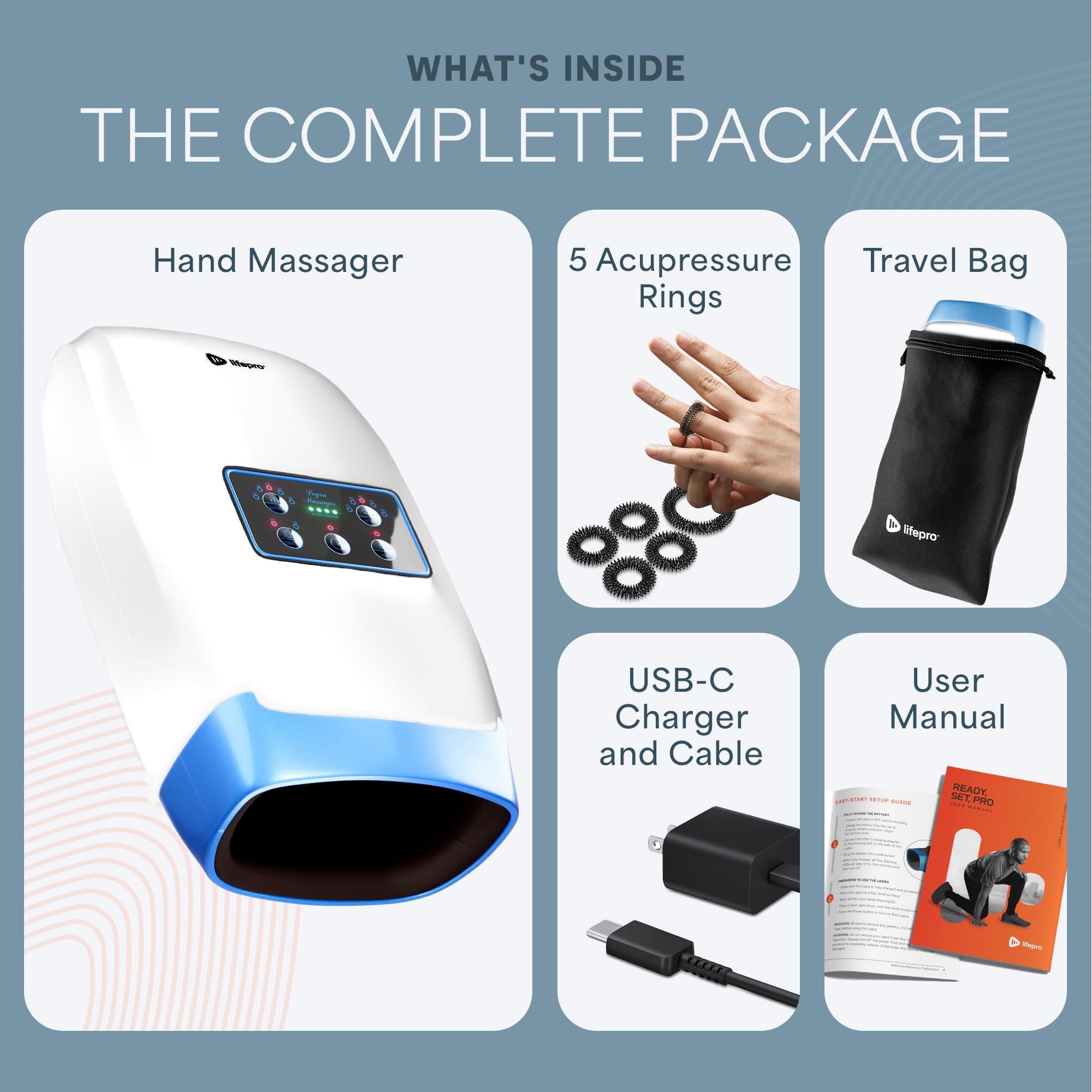 LifePro Legra massager with carry bag supports on-the-go use