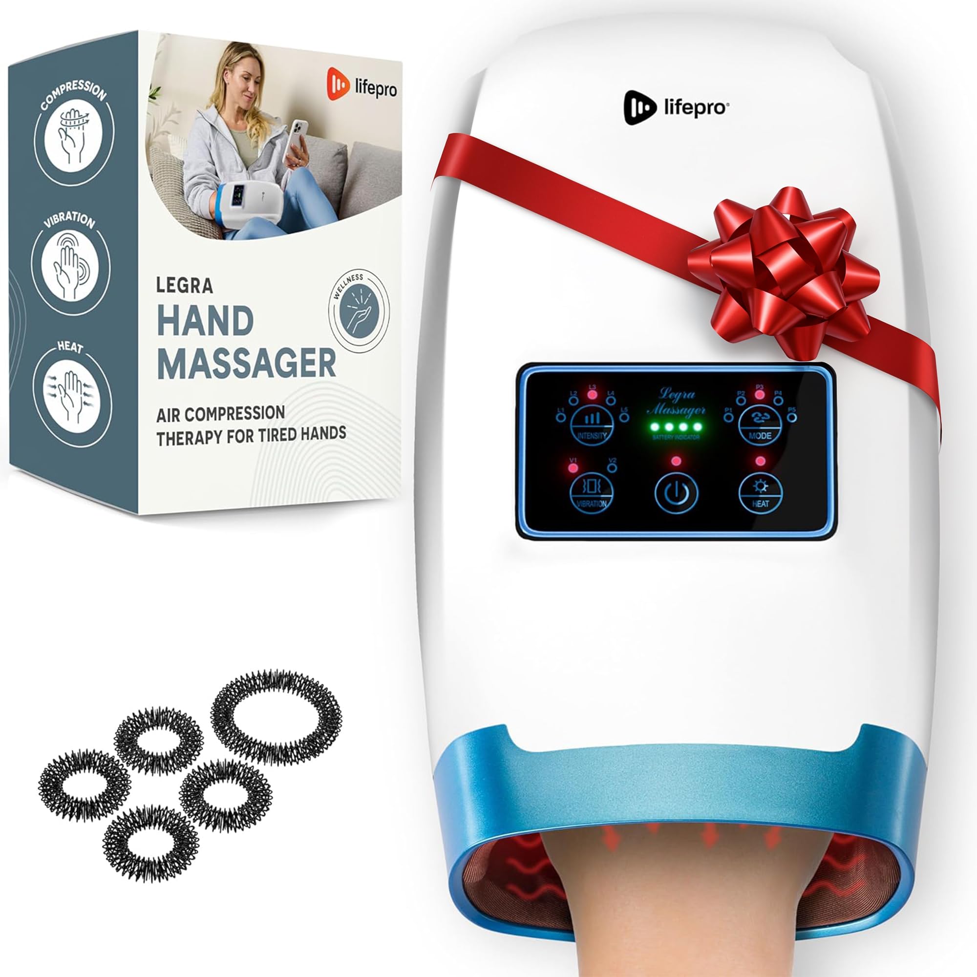 LifePro Legra hand massager with heat and compression for soothing relief