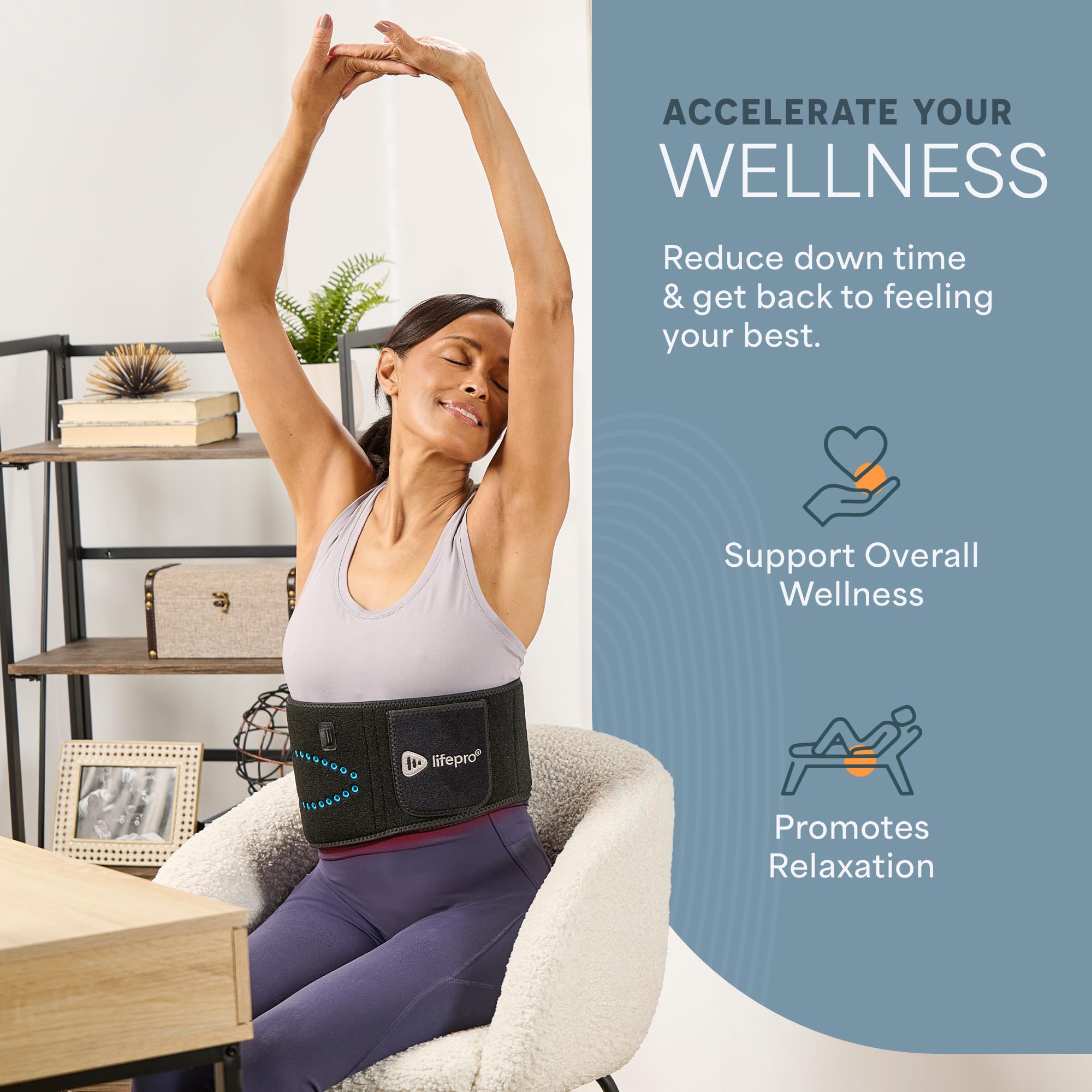 LifePro adjustable wrap contours around the body for personalized therapy