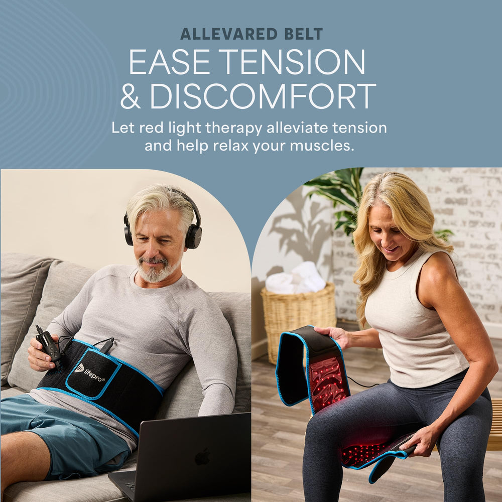 LifePro belt remote control enabling hands-free therapy sessions.