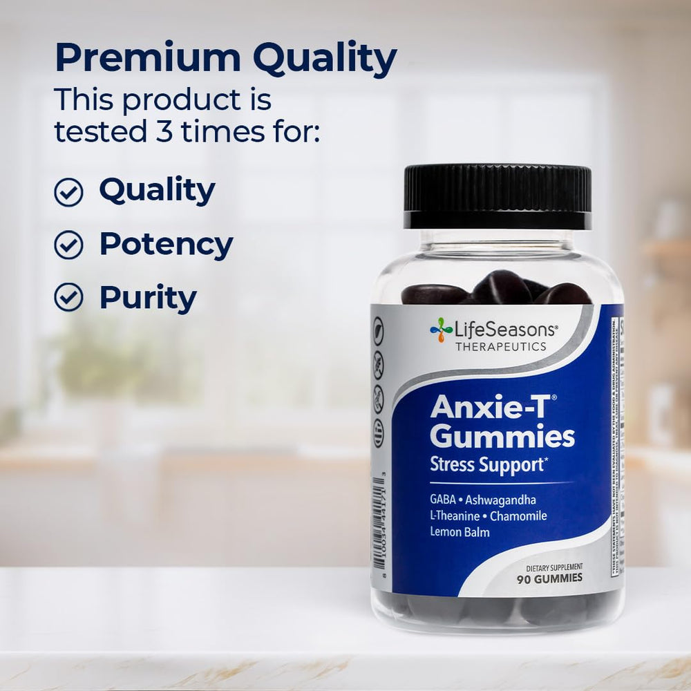 LifeSeasons Anxie-T gummy close-up showing texture for daytime use