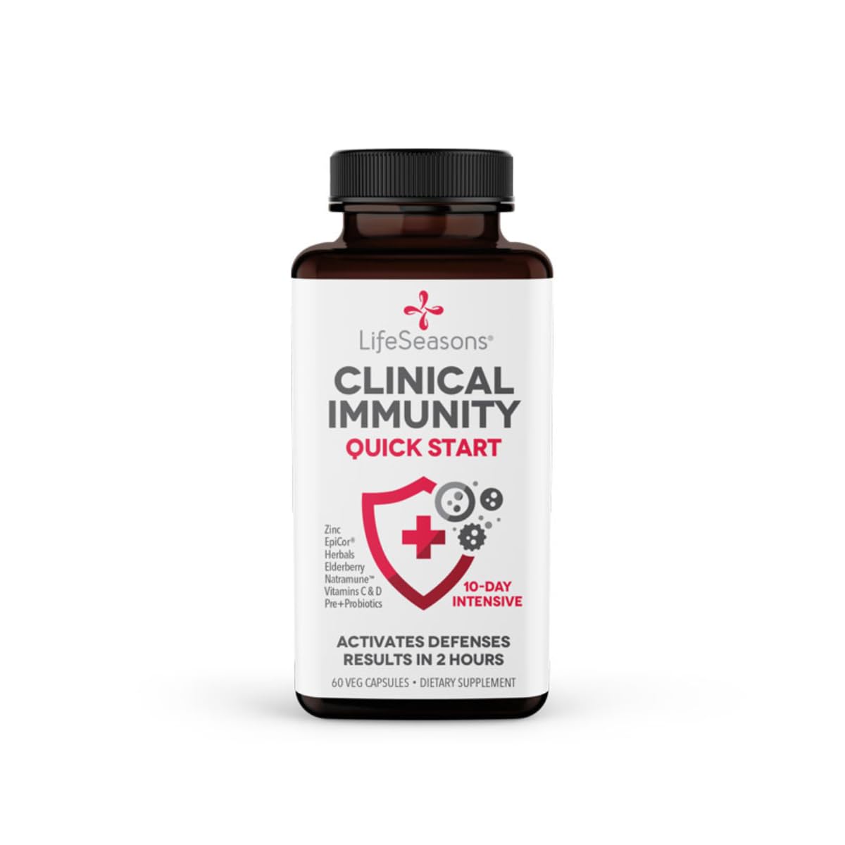 LifeSeasons Clinical Immunity Quick-Start bottle for convenient daily immune support
