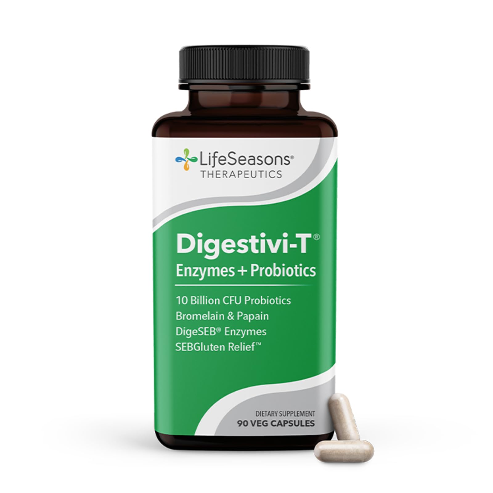 LifeSeasons Digestivi-T bottle with capsules for daily digestive support.