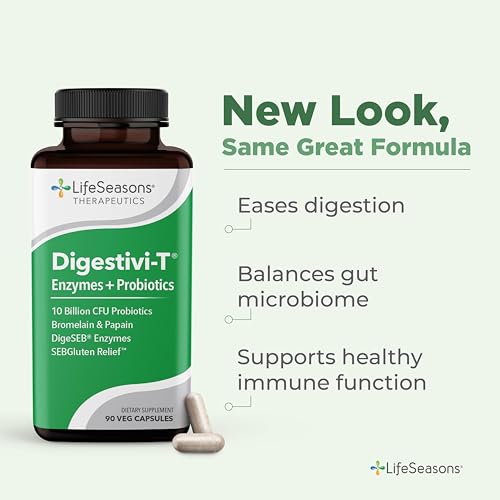 LifeSeasons Digestivi-T capsules on a clean surface for gentle digestion.