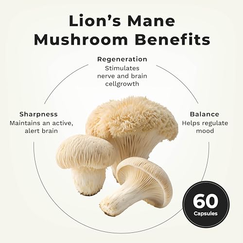 LifeSeasons Essentials Lion’s Mane capsules close-up highlighting brain health support