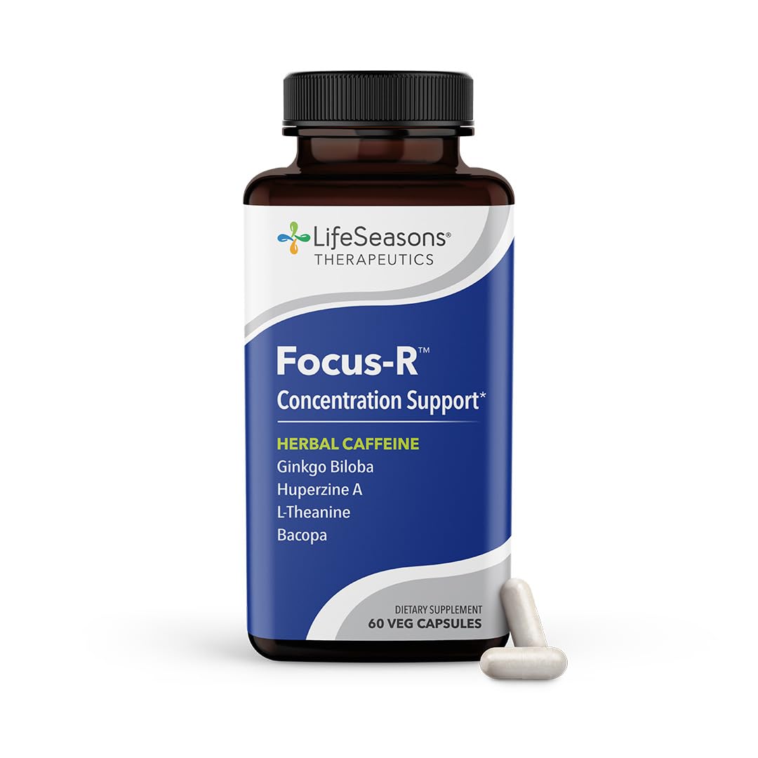 LifeSeasons Focus-R bottle front shows a reliable daily focus support.