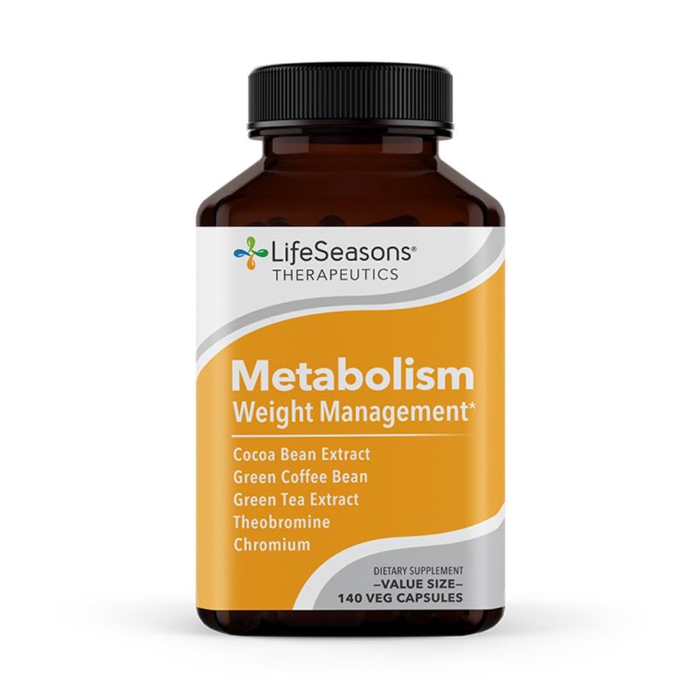 LifeSeasons Metabolism bottle front view highlighting compact capsules for daily energy