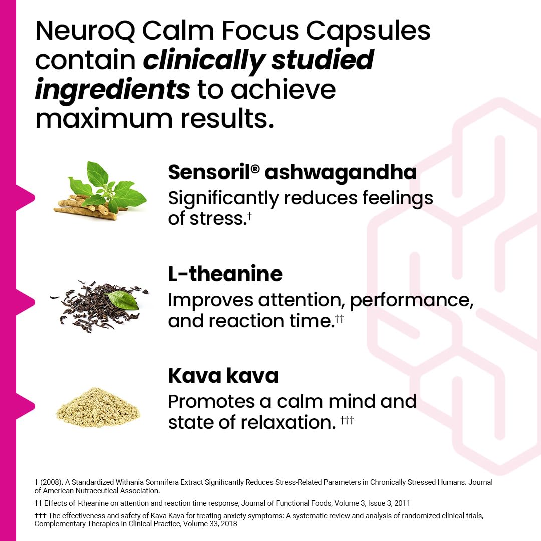 LifeSeasons NeuroQ Calm Focus on a shelf for daily stress relief and focus