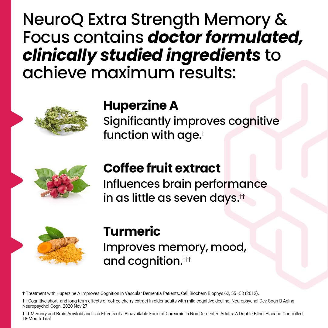 LifeSeasons NeuroQ ingredient list featuring Huperzine A for potential focus enhancement.