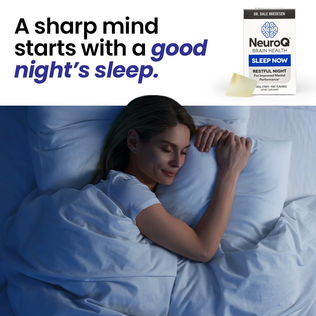 LifeSeasons NeuroQ Sleep Now nightstand scene promoting peaceful sleep routine.