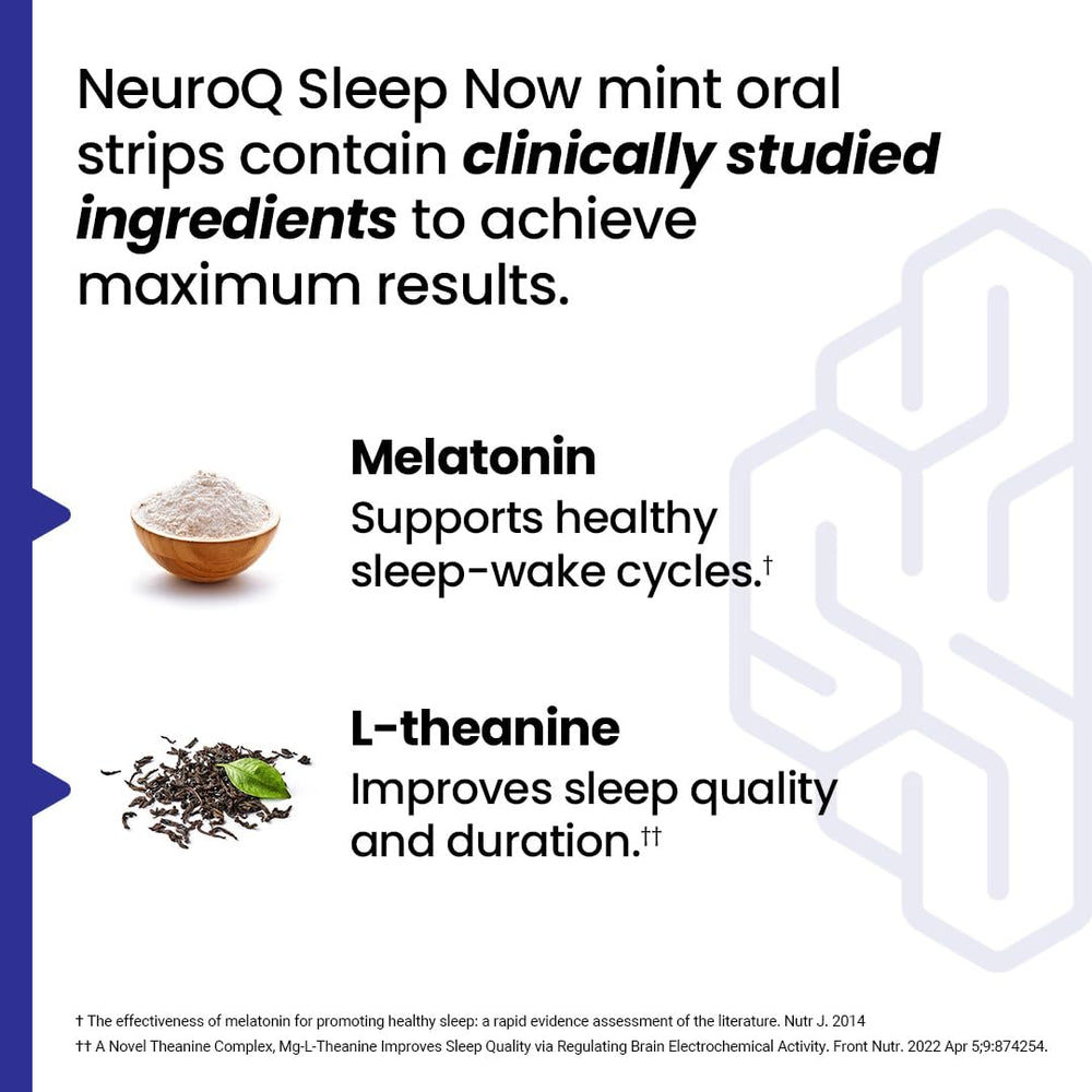 LifeSeasons NeuroQ Sleep Now closeup of mint strip with refreshing flavor.