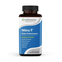 LifeSeasons Nitro-T bottle back showing ingredient list for natural performance
