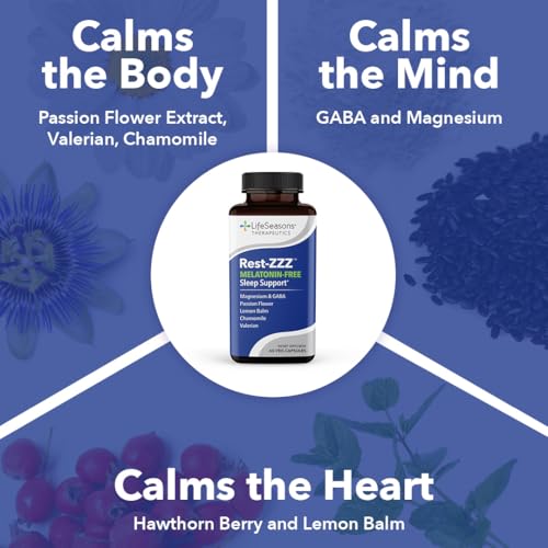 LifeSeasons Rest-ZZZ capsules being poured for a convenient nightly dose