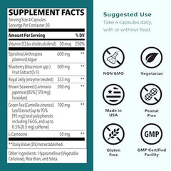 LifeSeasons Stem Boost-R ingredients showcase Spirulina and royal jelly for antioxidant activity