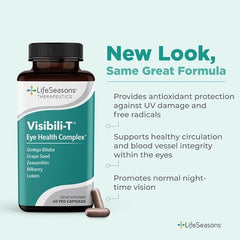 LifeSeasons Visibili-T bottle label showing eye health ingredients blend.