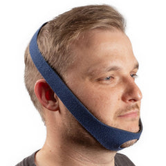 LifeSource breathable chin strap for CPAP users promoting nasal breathing during sleep.
