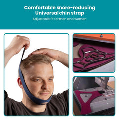LifeSource USA-made chin strap for snore reduction and CPAP compatibility.