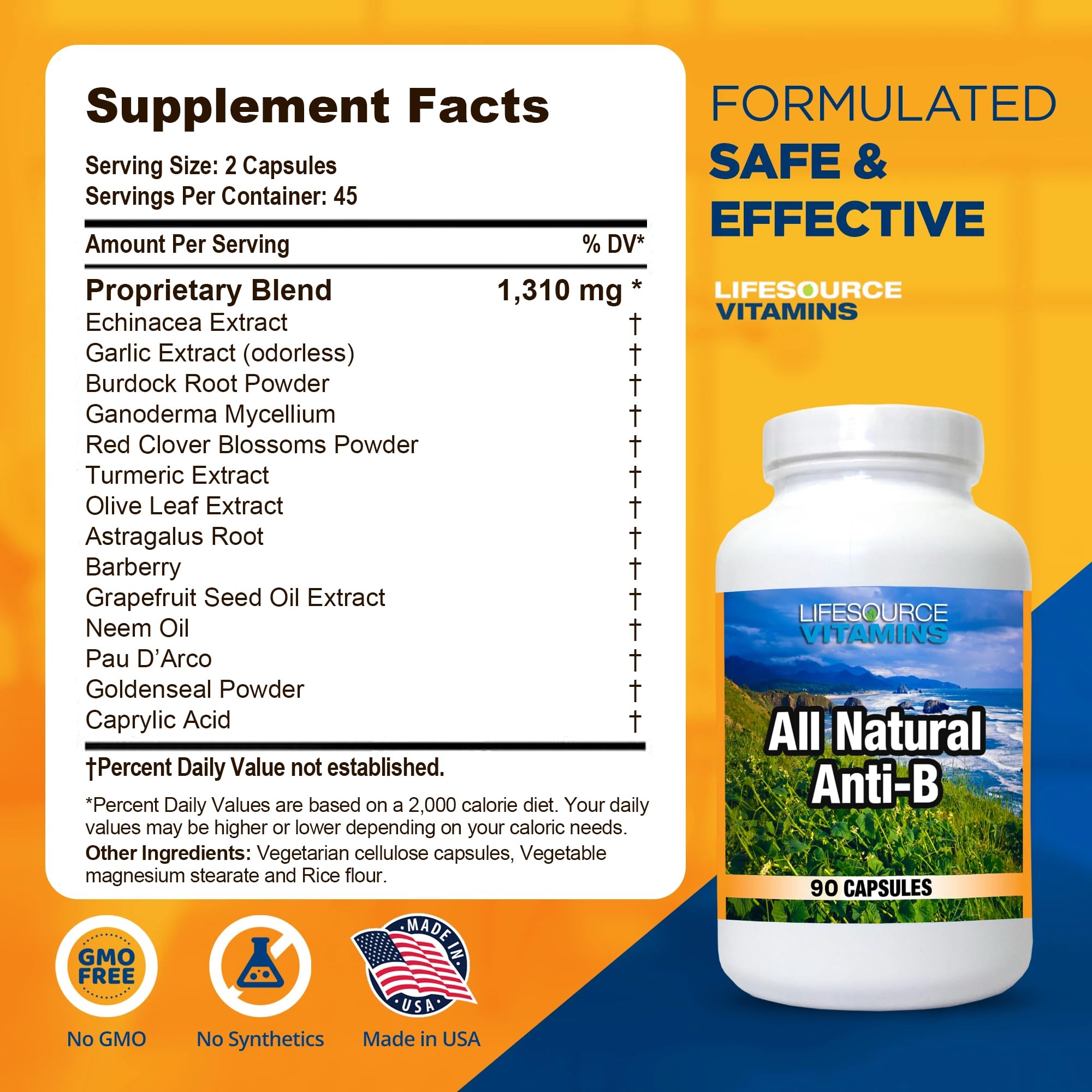 LifeSource Immune-B product image focusing on echinacea and garlic components.