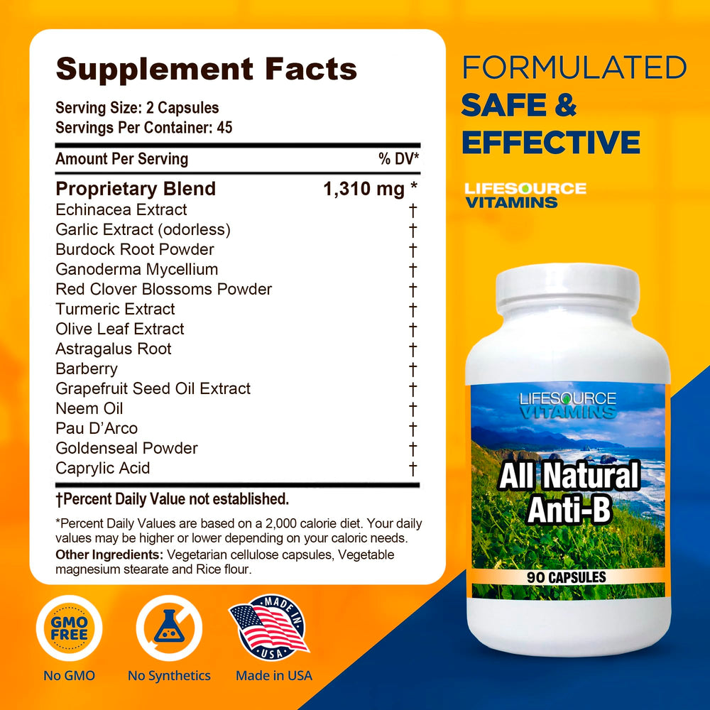 LifeSource Immune-B product image focusing on echinacea and garlic components.