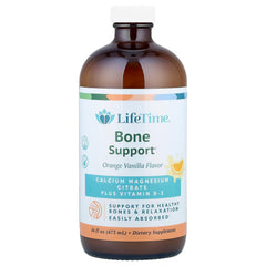LifeTime Liquid Calcium Magnesium orange-vanilla bottle supports daily bone and muscle health