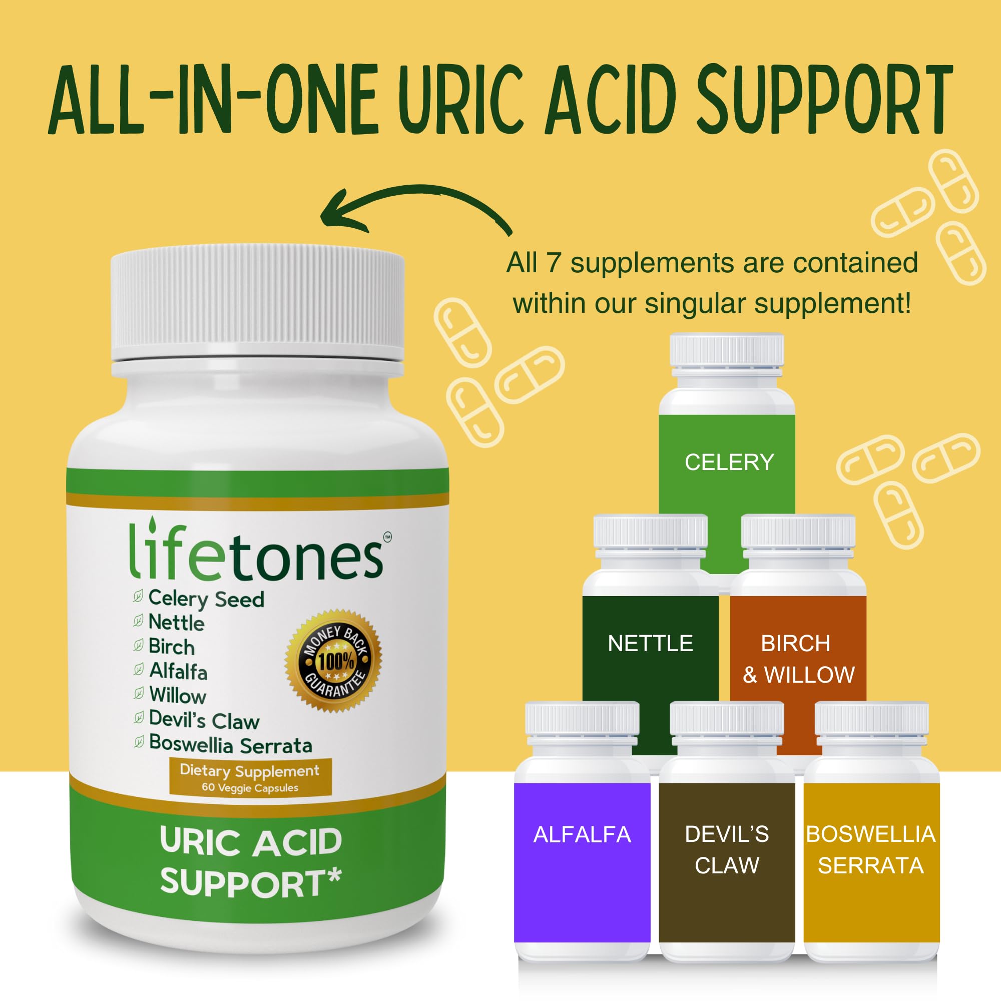 Life Tones Uric Acid Support on a bedside table for restful evenings