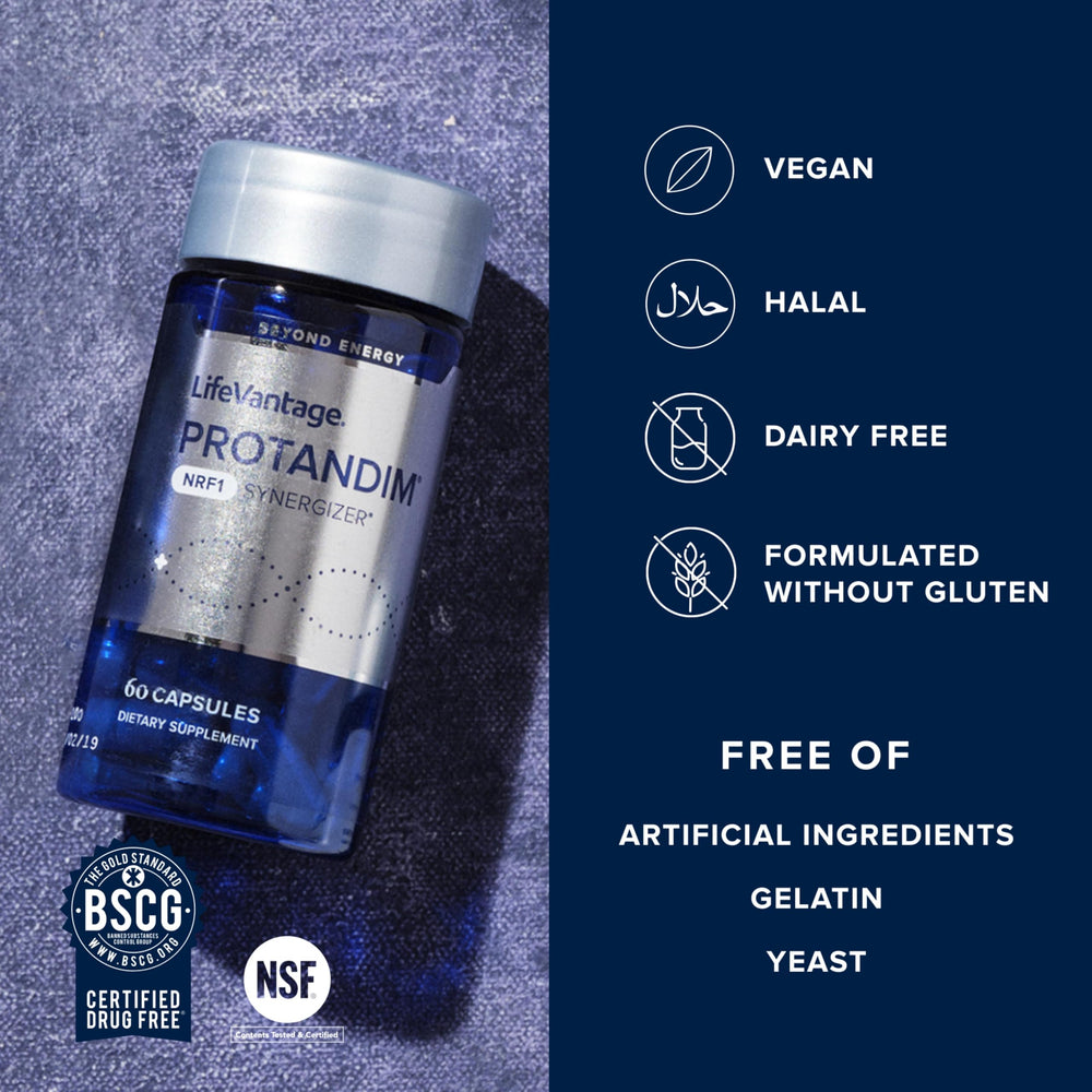 LifeVantage Protandim NRF1 Synergizer aging vitality scene conveys cellular vitality as you age.