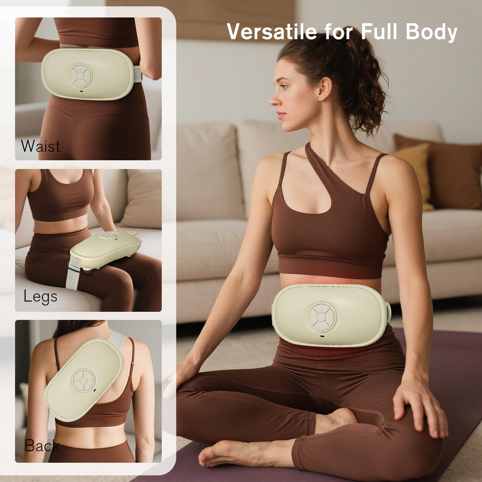 The Lifiora Abdominal Massager rechargeable battery enables portable use.