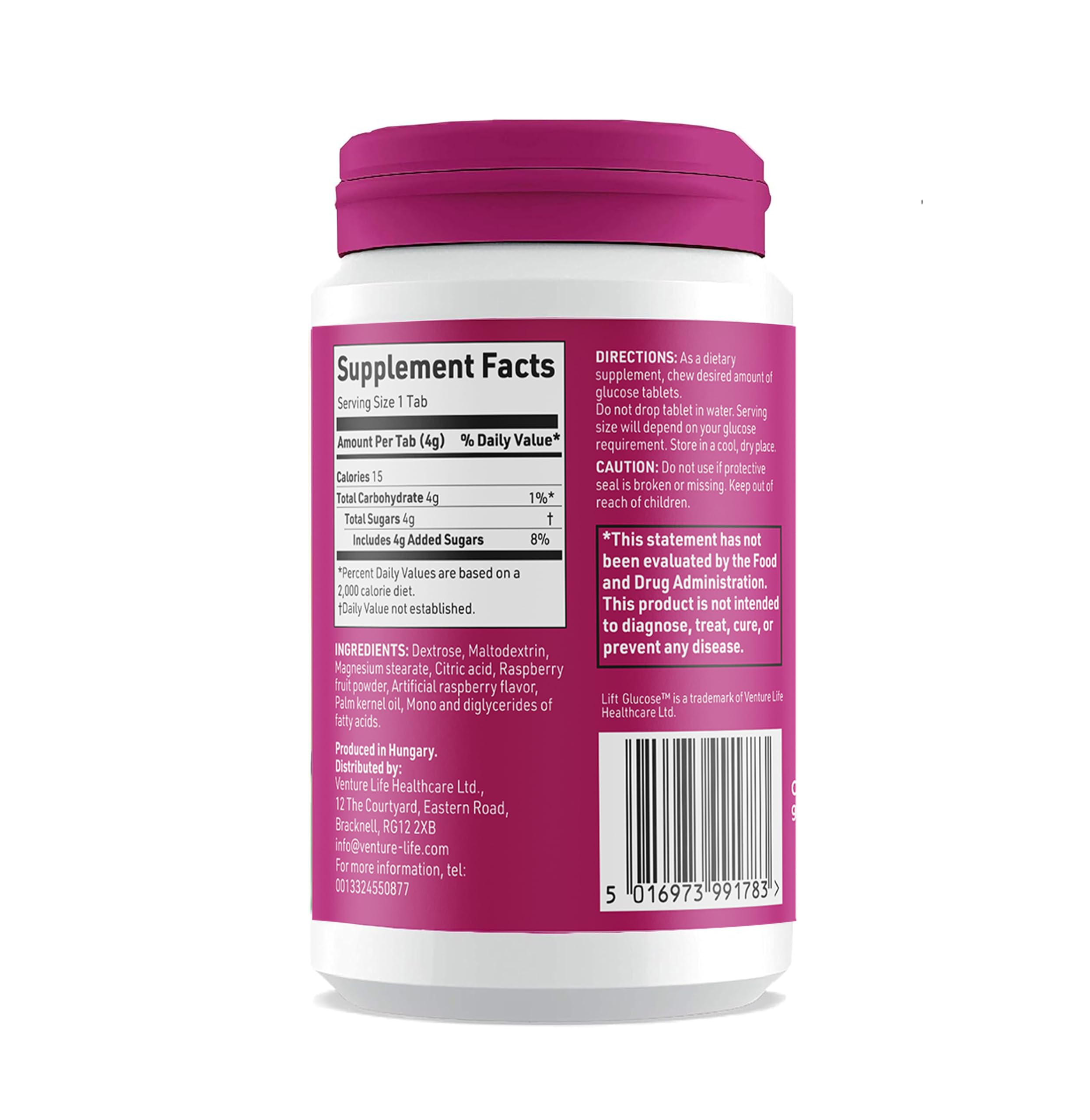 Lift Glucose Raspberry tablets with bright color and chewy texture closeup.