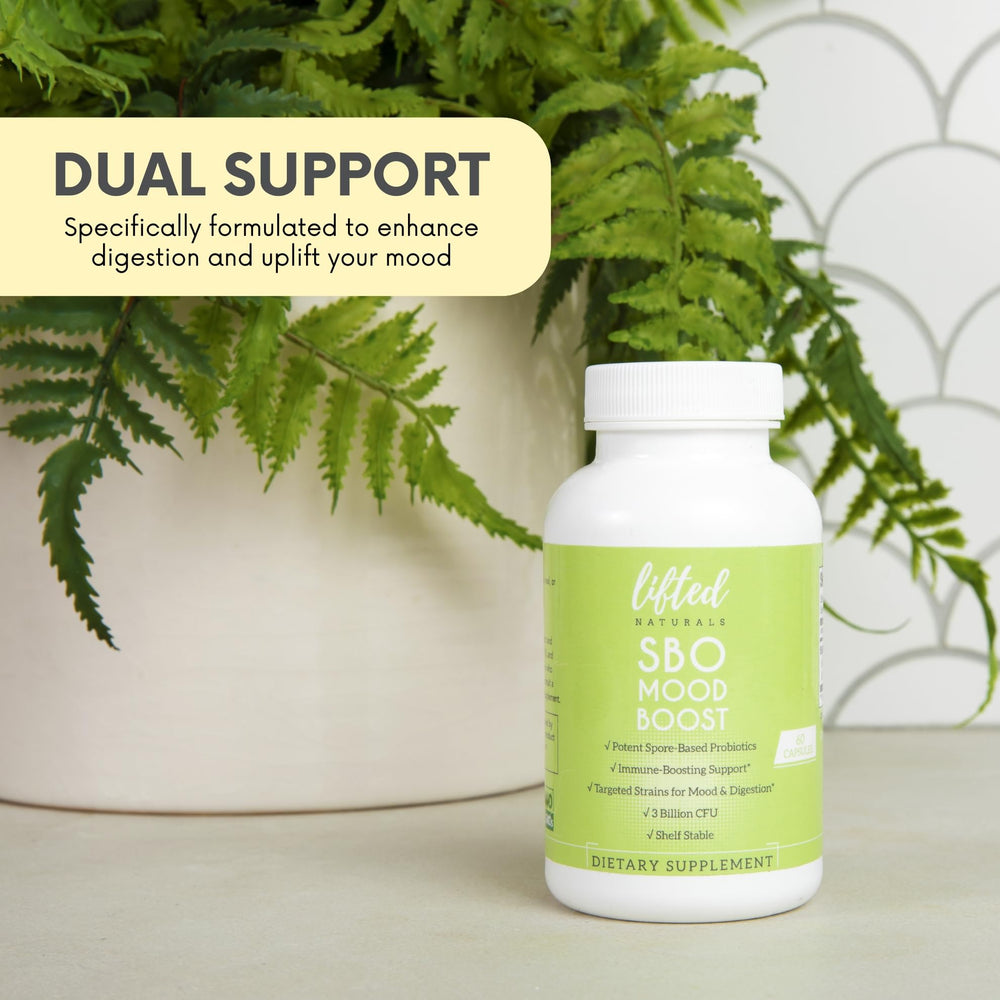 Lifted Naturals dairy-free vegan probiotic suitable for sensitive diets.