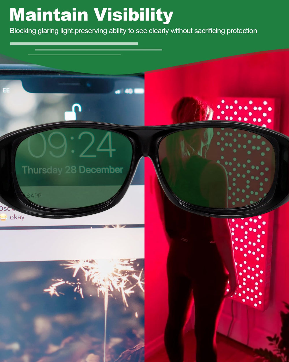 LIGHTMEUP red light glasses pack single for personal therapy