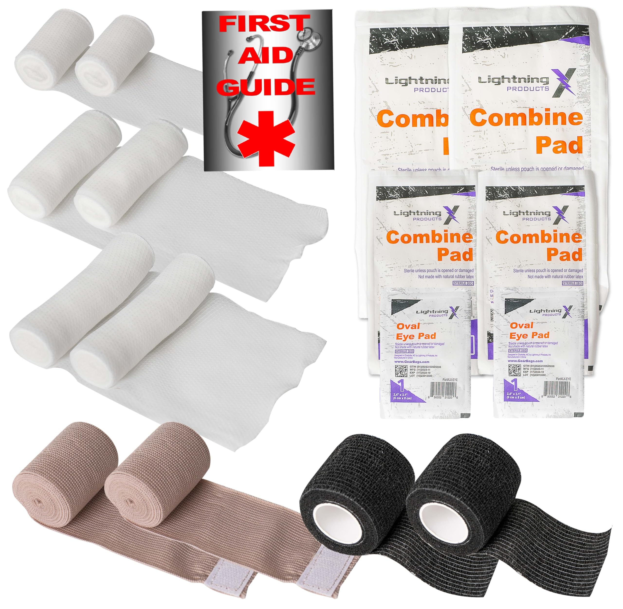 Lightning X Bandages Refill Kit – trauma pad 8x10 for larger wound coverage in the field.