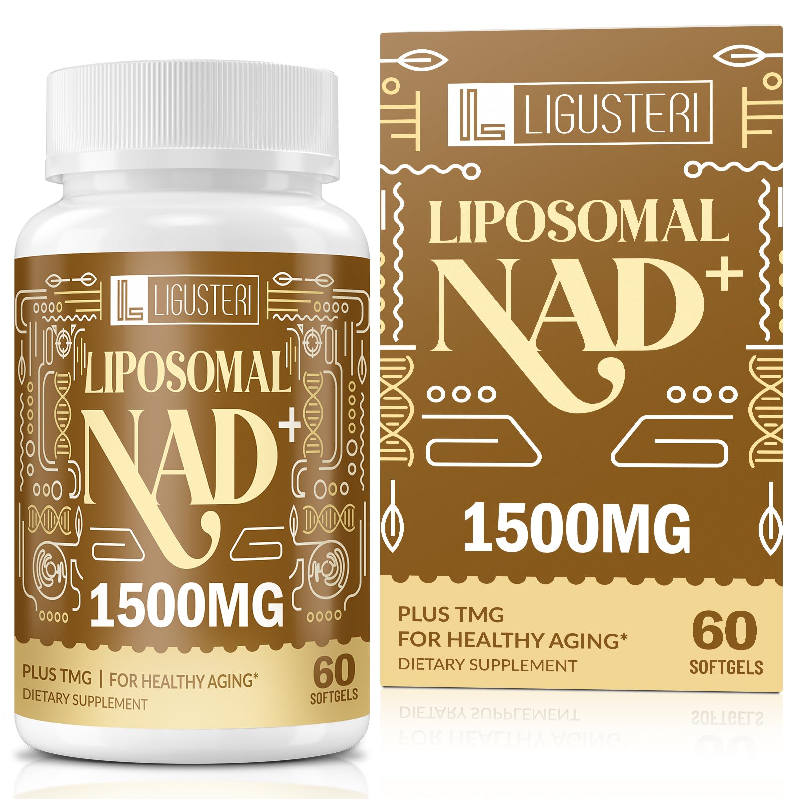 LIGUSTERI liposomal NAD+ with TMG bottle for convenient daily energy support.