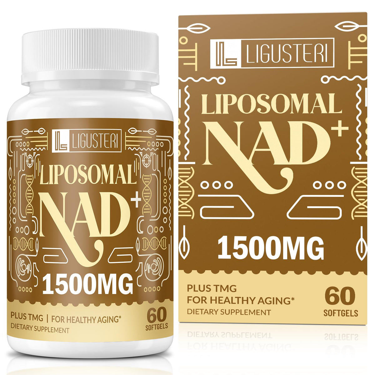 LIGUSTERI liposomal NAD+ with TMG bottle for convenient daily energy support.