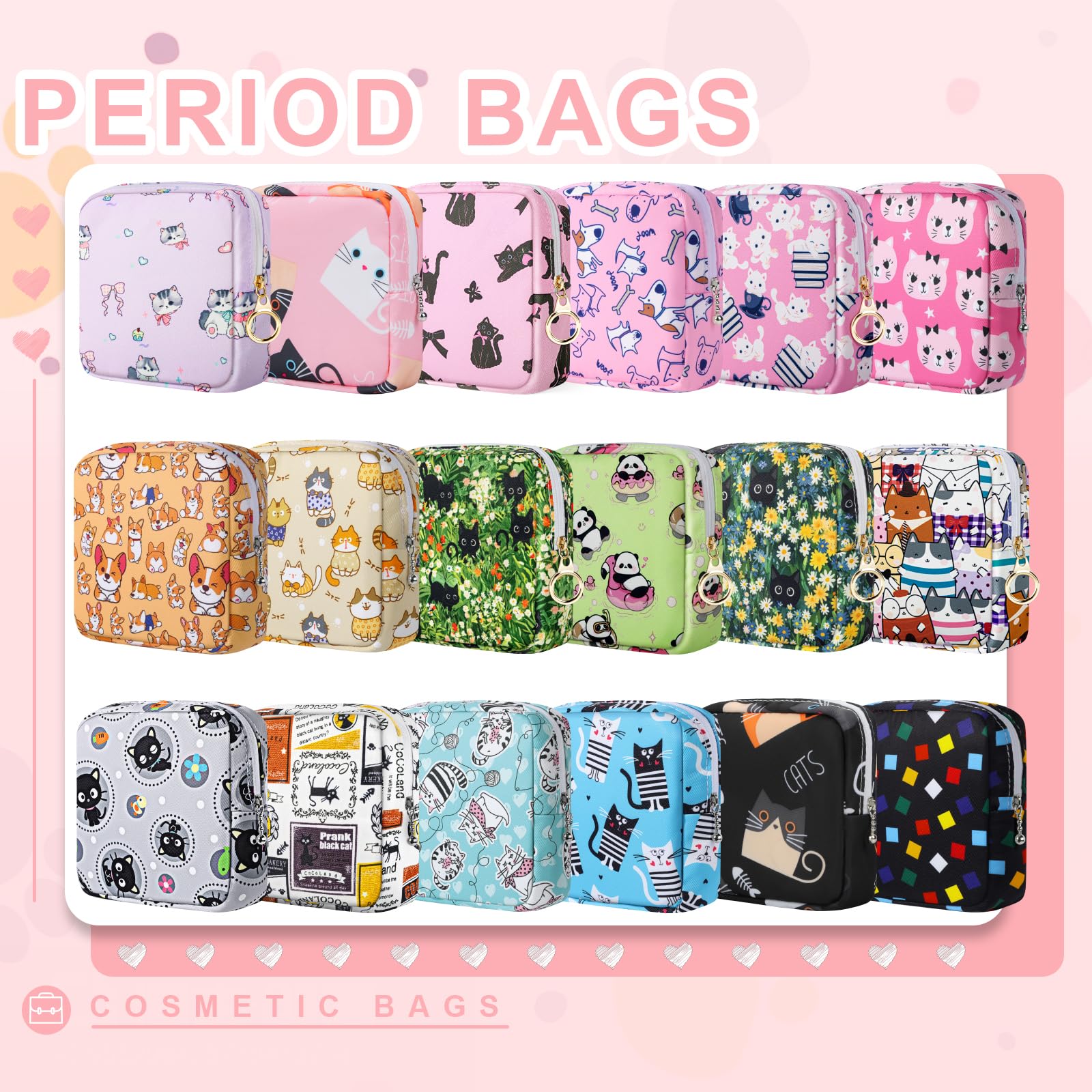 Likesing gray cat pouch, ideal for travel and keeping feminine items organized.