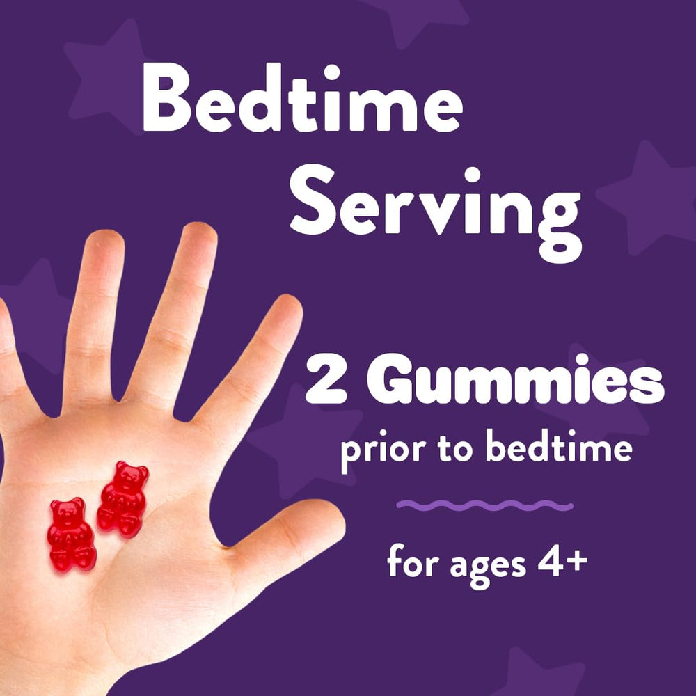 Lil Critters melatonin-free gummies show passion flower, chamomile, lemon balm for calming notes.