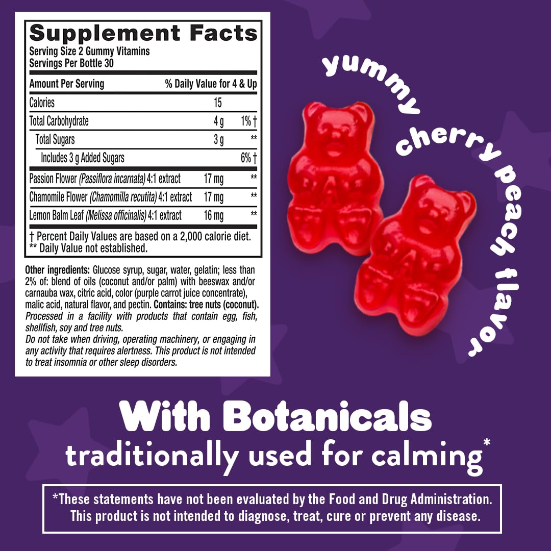 Lil Critters bedtime gummies packaging highlights clean ingredients.