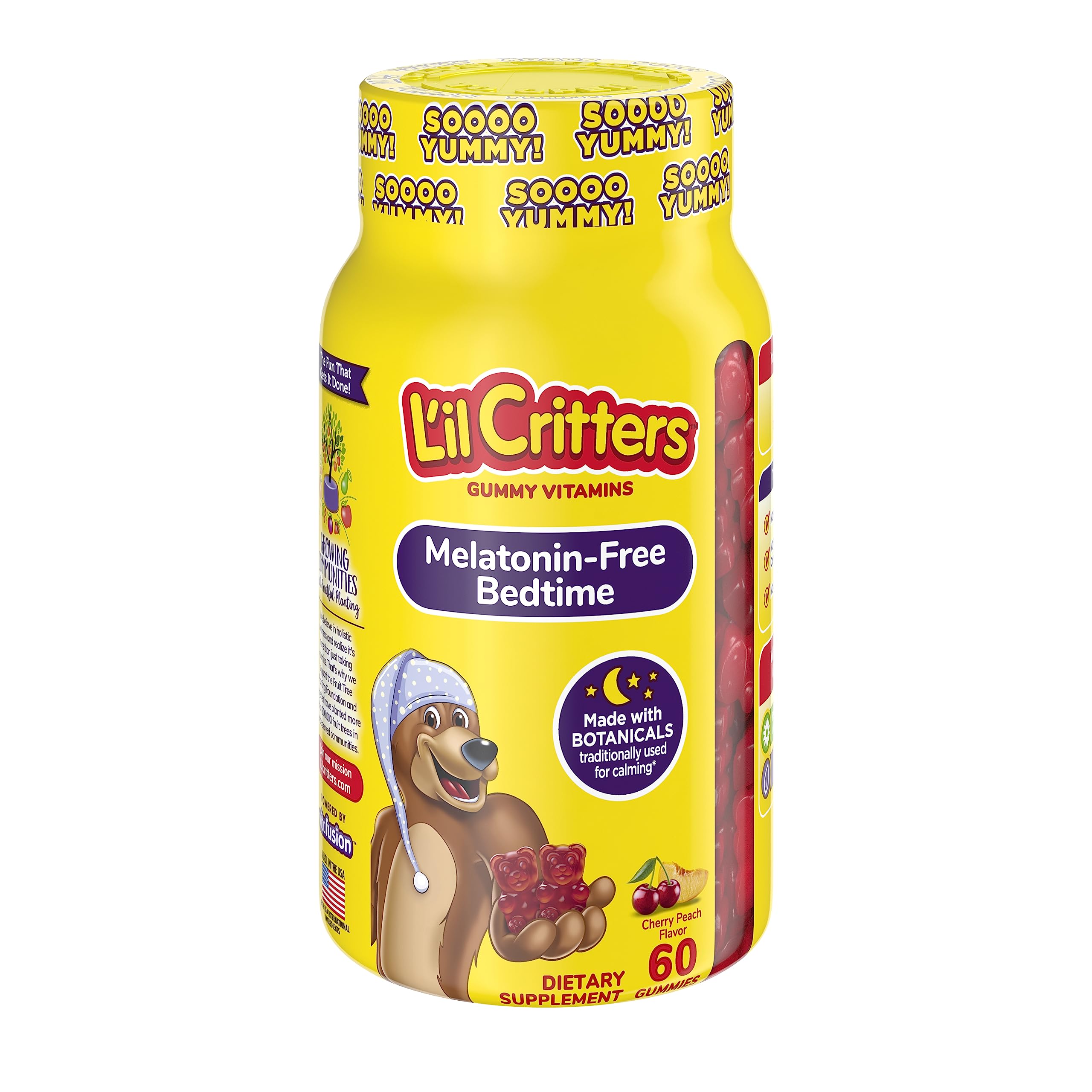 Lil Critters melatonin-free bedtime gummies bottle supports a calm bedtime routine for kids.
